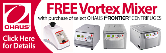 Ohaus free vortex mixer with purchase of Frontier centrifuge Promo!